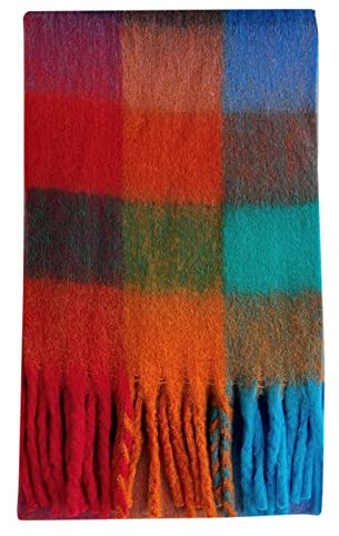 XIUH Langer Damen Schal Damen Winter Warm Baumwolle Dreieckstuch Dreieck Schal Blumen Deckel Warm Long Tassel Dicke Warm Dreieck schlauchschal dreieckschal