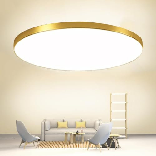 Mengjay LED-Deckenleuchte,Dimmbare Deckenleuchte 3000K-6000K,Runde Zimmerleuchte,LED-Deckenleuchte LED-Badezimmerleuchte für Schlafzimmer, Küche, Wohnzimmer, Balkon, Büro, Veranda (Gold, 40W)