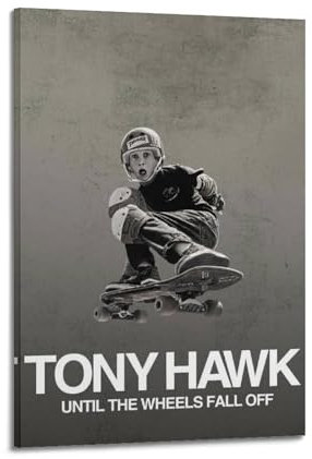 VerimP Tony Hawk Poster Until The Wheels Fall Off, Vintage-Kunst-Poster, Wandkunst, Dekoration, Leinwandposter & Drucke, Wandposter für Zimmer, ästhetisch, 30 x 45 cm, Rahmenstil