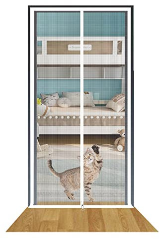 NaLsa thermal door curtain magnetic Reinforced Cat Screen Door Prevents Dogs And Cats From Tearing Cat Gate With Double Side Zipper Closure Prevents From Running Out Of The Home Interior Door magnetic