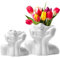 Winter Shore Vaso Viso (Set da 2) - Ceramica Bianco Moderno per Fiori ed Erba di Pampa - Decorativo Faccia per Bouquet