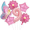 VIKY® Schmetterlinge Deko 9 Geburtstag Mädchen, Folienballon Schmetterling Deko Luftballon 9. Geburtstag Mädchen, Geburtstagsdeko 9 Jahre, Schmetterling Folienballon 9 für Deko Kindergeburtstag