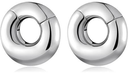 Longbeauty Magnetisch Ohrgewichte für Gestreckte Ohrmessgeräte Ohrhänger Edelstahl Flesh Tunnel Plug Hoop Expander Ohrpiercing, Silber, 2G (6mm)