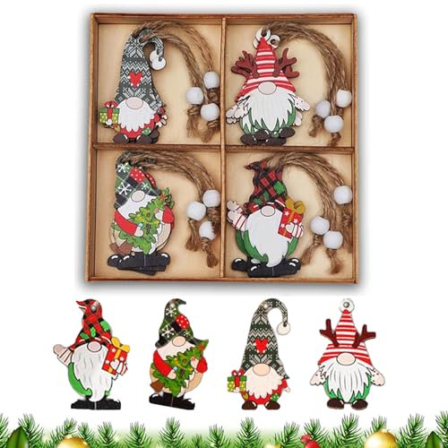 SLshiBo Lot de 12 Ornements en Bois pour Sapin de Noël - Décoration à Suspendre - Pendentifs Adaptés à l'Arbre de Noël