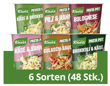 Knorr Snack Pot Pasta und Potato Pot Mix schnelle kleine Mahlzeit fertig in nur 5 Minuten 48x 1 Portion