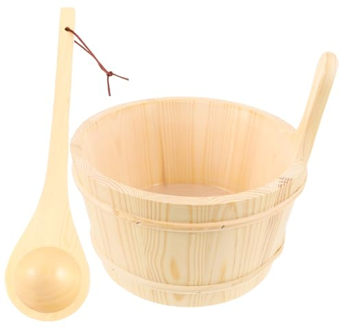 INOOMP Wooden Barrel for Sauna Use Wood Sauna Bucket Handle Includes Barrel and Basin