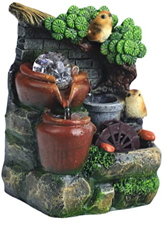 CORHAD 1stück Retro Resin Rockery Tier Dekoration Mit Wasserfall Funktion Kreatives Desktop Ornament Für Heim Und Garten Beleuchtung Lebendige Farben Und Hervorragende Handwerkskunst