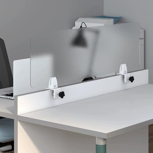 Frosted Acrylic Desk Divider Privacy Screen with Clamps Portable Office Partition Panel for Table and Desk 80x40cm (31.5x15.7in)