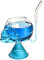 Halloween Skelett Glasbecher - Totenkopf Gläser mit Glasstroh - Glas Kristall Becher - Cocktailgläser Schädel, Schnaps Gläser, Wein Tasse Schnapsgläser, Whisky Wodka Absinth (Blau)