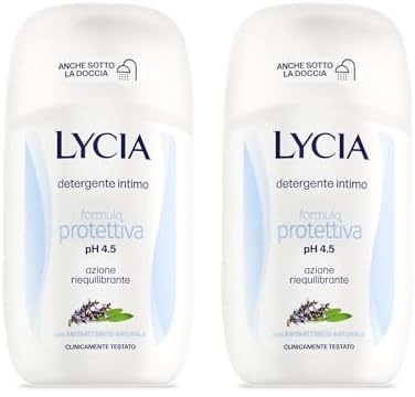Lycia - Detergente Intimo Formula Protettiva pH 4.5, Azione Riequilibrante, 200 ml (Confezione da 2)