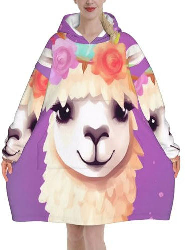 Süßer Lama, superweiche, tragbare Decke, Hoodie für Damen und Herren, warm, modisch, gemütlich, Flanell-Kapuzen-Sweatshirt, übergroß, lockere Kapuzenjacke mit Tasche für ultimativen Komfort, Grafiken,