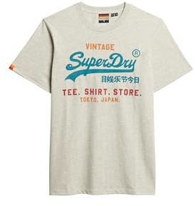 Superdry Herren Vintage Cali T-Shirt mit Logo Quantico Grau Jaspe Meliert XXL