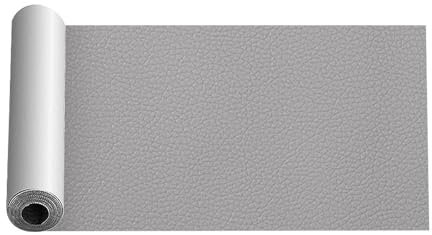SNZ Parche autoadhesivo de piel sintética para sofá, asiento de coche y muebles, reparación de chaquetas y renovaciones, 20 x 150 cm, color gris claro