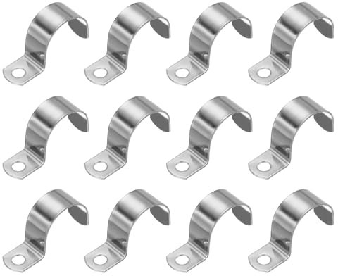 PATIKIL 32mm Rigid Pipe Strap, 12 Pcs 304 Stainless Steel Conduit Clamp 1 Hole Thicken U Bracket Pipe Clamp Tube Strap for Pipe Cable Wire Fixing, (1-1/4)
