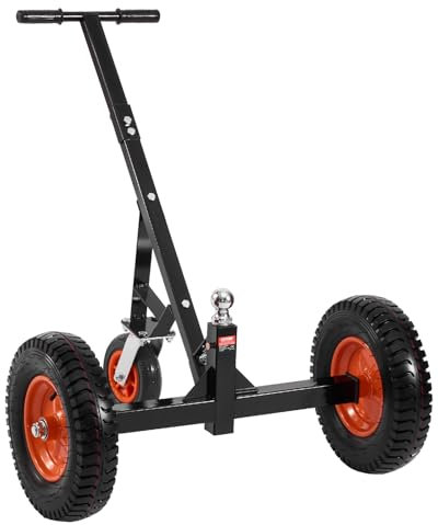 VEVOR Chariot de Remorque, Capacité de Charge de Languette 544 kg, Hauteur Réglable 460 mm 560 mm, Boule 50,8 mm, Pneus Pneumatiques 386 mm, Acier au Carbone, pour Déplacer Remorque de Camping-Car