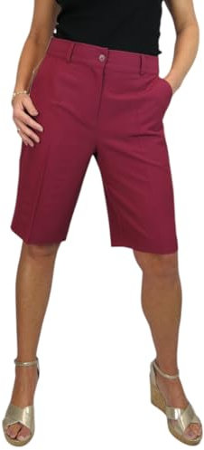 icecoolfashion Ladies Smart Knee Length Tailored Shorts Womens Pleated Shorts Burgundy 8-22 (10)