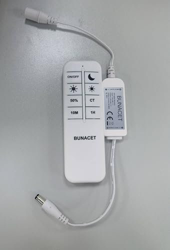 BUNACET 8 Taste Fernbedienung und One for One Controller (Signalempfänger) für Neon LED Strip Dimmbar 3000K 8M