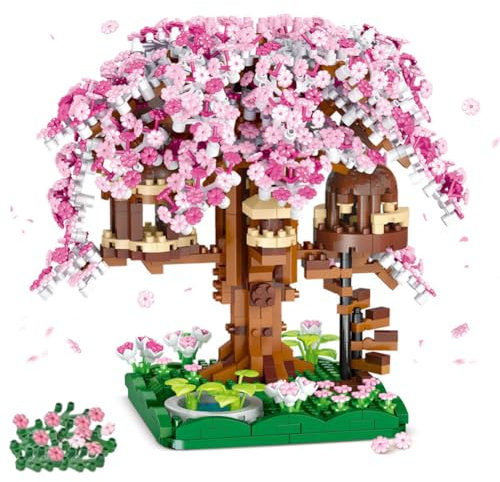 QYEHF Sakura Albero Casa Costruire Blocco,Kit Di Costruzione Dell'albero Di Sakura,Garden decorazione per la casa,Regalo decorativo della collezione creativa giapponese fai da te (1109PCS)