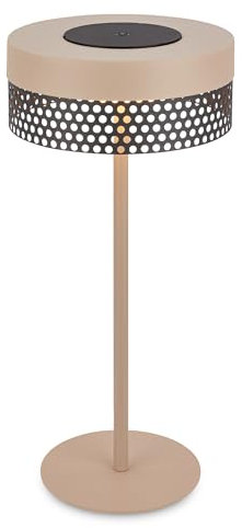 BRILONER - LED Tischlampe kabellos IP44 mit Touch, dimmbar, Akku tauschbar, Nachttischlampe, Leselampe, LED Lampe, Dekolampe, Tischleuchte, Akkulampe, Outdoor Lampe, 16x35 cm, Beige-Anthrazit