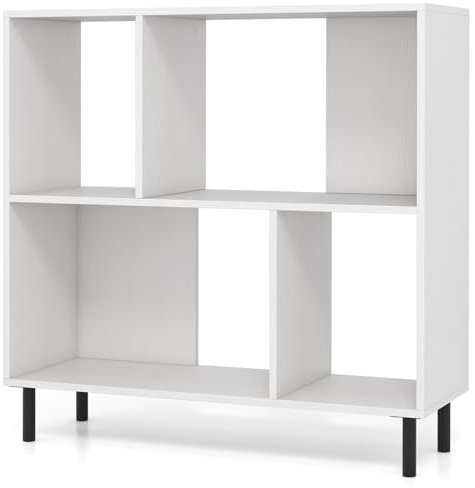 GIANTEX Bücherregal mit 4 Fächern, freistehendes Würfelregal, Regal mit 2 Ebenen, Standregal Raumteiler für Büro, Wohnzimmer & Arbeitszimmer, 90 x 30 x 90 cm (Weiß)