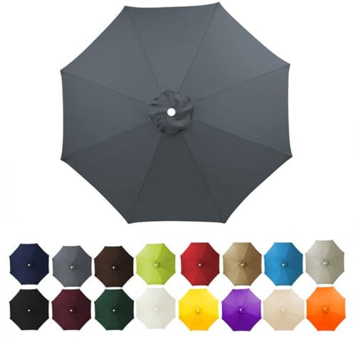 8 Rippen Terrassenschirm Ersatzdach 3/3,5/4m Outdoor Sonnenschirm Ersatzstoff Sonnenschirmabdeckung for Tisch Markt Hof(Gray,4m)