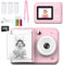 Appareil photo numérique à impression instantanée pour enfants, vidéo 1080p avec carte SD de 32 Go, jouet portable avec lecteur MP3 et jeux amusants, papier photo inclus