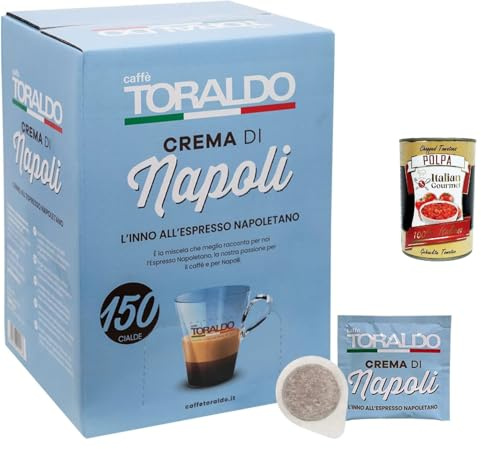 Italian Gourmet Caffè Crema di Napoli, cialde E.S.E. 150 x 7g, 44mm Pads | Röstung napoletana, kräftig und cremig; porzioni monodose einzeln, Gesamtnettogewicht 1,05 kg + Kostenlos Polpa 400g