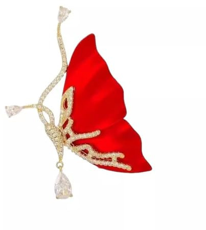 Codulu Schmetterlings-Brosche, Vintage-Stil, künstlicher Kristall, roter Schmetterling, Anstecknadel für Damen und Mädchen, Geschenk