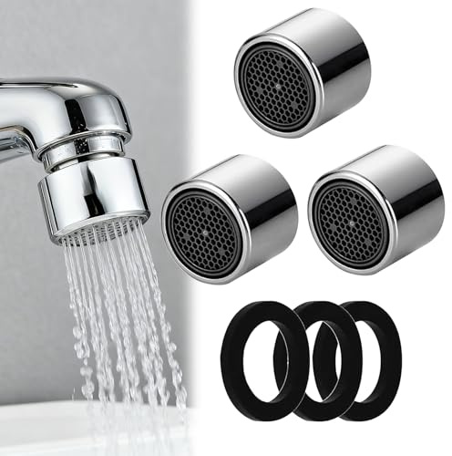 3 Pack Tap Aerators 22mm, Saver Tap Filter Nozzle Faucet Aerator Replacement Parts with 3 Gaskets, Female Spout Threaded Aerator for Kitchen Bathroom Sink