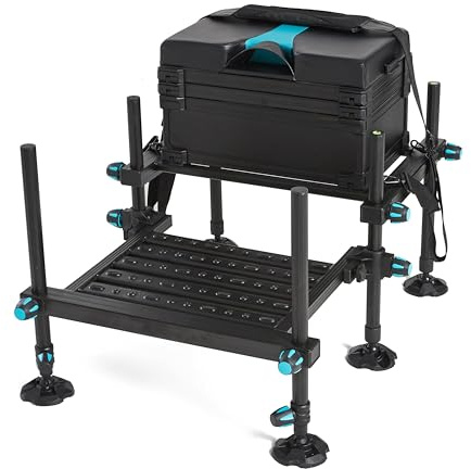 WESTLAKE Match Special Seat Box with Footplate, Four Adjustable Legs, Padded Cushion, Storage Drawers, Fishing & Angling Equipment