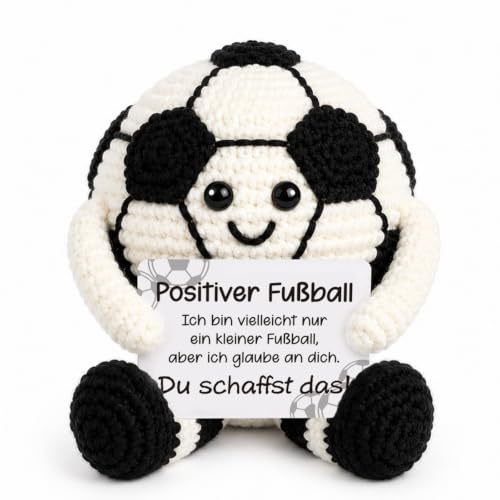 Giftota Pocket Hug Fußball Geschenk, Handgehäkelter Fußball | Glücksbringer & Mutmacher, Du schaffst das, Lustiges Geschenk für Fußballfans, Freunde, Sohn, Bruder, Papa