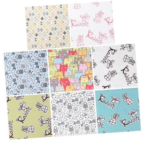 EXAOMBLE 8 Stück Patchwork Stoffpaket mit Bunten Tiermotiven aus Leichter Baumwolle Einfach zu Schneiden für Selbstgemacht Nähstoffe und Bastelprojekte Zufälliger Stil