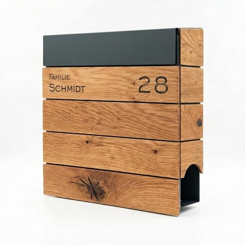 Altholz Eiche Holzbriefkasten – Rustikaler personalisierter Briefkasten – Moderne Wandmontage