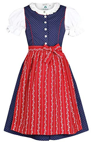 Isar-Trachten Mädchen Kinderdirndl mit Bluse Marine, BLAU (Marine), 146