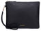 Doris&Jacky Damen Weiches Lammleder Wristlet Clutch-Bag für Designer Große Geldbeutel mit Bügeln Mitte Schwarz-Ziegenleder
