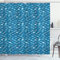 ABAKUHAUS Fische Duschvorhang, Abstrakt Aquatic Entwurf, Stoffliches Gewebe Badezimmerdekorationsset mit Haken, 175 x 180 cm, Petrol Blau Baby Blue