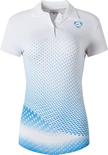 jeansian Women's Sports Breathable Short Sleeve Polo T-Shirts Tee SWT251 WhiteBlue M