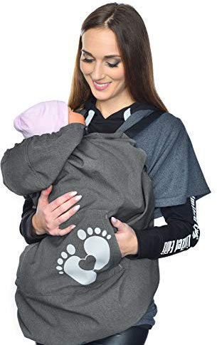 MijaCulture Softshell Tragecover, Universal Bezug für Baby Carrier Tragetücher Cape 4113 (Graphite/Baby 1)