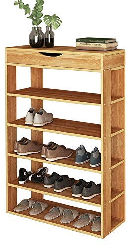sogesfurniture Holz Schuhregal 5 Ebenen Schuhschrank Schuhablage Standregal Schuhständer für 20 Paar Schuhe, ideal für Diele, Flur, Treppenhaus, 75 x 30 x 94cm, Teak BHEU-L24-TK