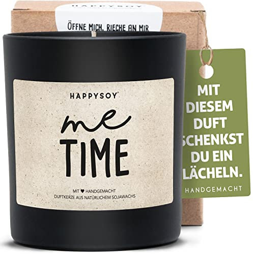 Duftkerze vegan im Glas mit Spruch aus Sojawachs - natürlich handgemacht - nachhaltiges persönliches Geschenk liebevolle Geschenkidee Dekoidee Me Time Zeit für mich