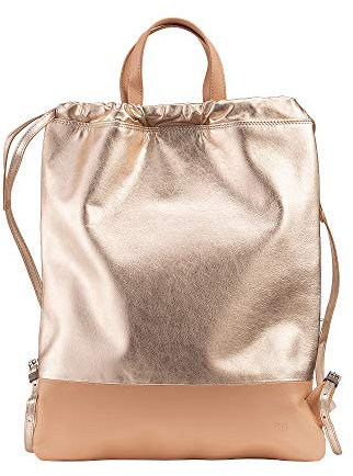 DUDU Beutel-Rucksack aus Leder für Damen Sportlich-moderner Look Beutel-Tasche mit Kordelzug und dünnen Tragegurten aus Leder Ballerina