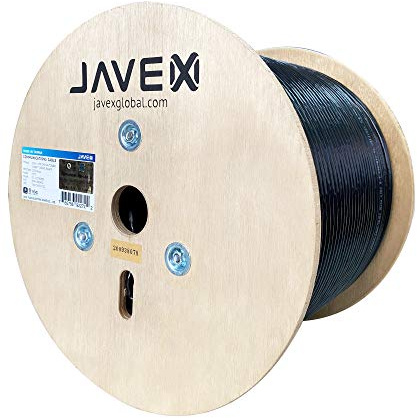 JAVEX CAT6 Outdoor UL CMX [23AWG Solid Bare Copper] 1000 FT, 600MHz, ETL Listed, UV-Resistant and Weather-Proof PE Jacket, UTP Network and Gaming Ethernet Cable, 1000 feet, Black