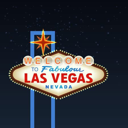 adrium Holz-Bild 40 x 40 cm: Nacht-Las Vegas-Schild mit Sternen. Vektor-Illustration (40762736)