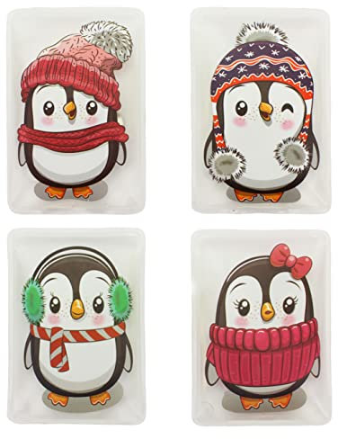 Handwärmer Taschenwärmer Sets Fingerwärmer, gegen kalte Hände im Winter (4er Set Süße Pinguine)