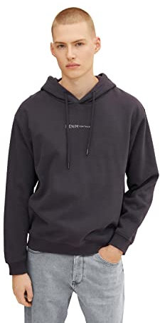 TOM TAILOR Denim Herren 1033580 Hoodie Sweatshirt Mit Kleinem Logo-Print, 29476 - Coal Grey, L EU