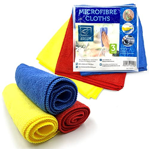 Multipurpose Microfibre Cleaning Cloth | 40cm x 40cm Super Soft, Washable and Lint Free Microfibre Cleaning Cloths for Wiping Your Kitchen, Bathroom, Windows, and Cars (3 Microfibre Cloth)
