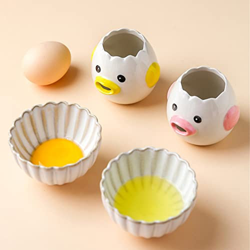 Tenglang Egg Yolk White Separator,Ceramic Cartoon Chicken Shape Vomiting Eggs Liquid Strainer Filter,Novelty Baking Tool,Kitchen Cooking Gadgets (Pink)