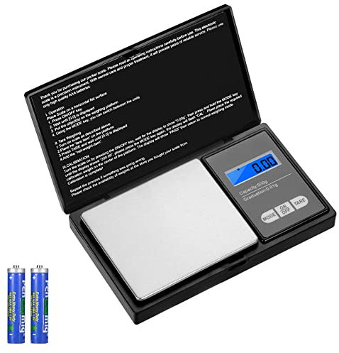 Vinabo Feinwaage 0.01g Waage Gramm 500g/0.01g Grammwaage Goldwaage Präzisionswaage Digitalwaage mit LCD Display und 7 Einheiten Tara Funktion für Küche, Kaffee, Schmuck (Einschließlich 2 Batterien)