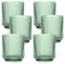 Mesa Sage Green Plastic/Acrylic 15oz Ribbed Drinking Tumbler Set - for Camping & Picnics (6)