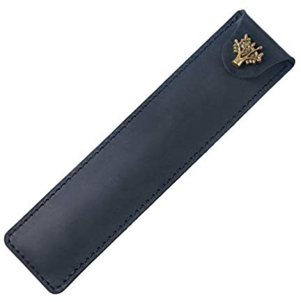 Federmäppchen Leder Vintage Design, Handgefertigtes Stifteetui Aus Echtem Leder Für Kugelschreiber Und Füllfederhalter, Kompakt 16,8 X 4 X 1,5 cm, Schwarz